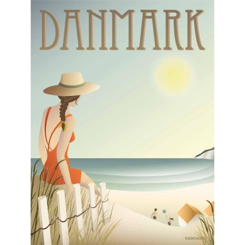Vissevasse Poster - 50x70 - Denemarken - Het Strand - Vissevasse - OneSize - Poster