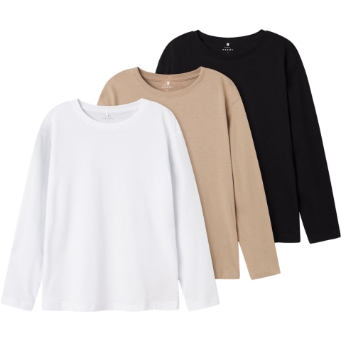 Name It Blouse - Noos - NkmVobbo - 3-pack - Black/Pure Cach/Held - Name It - 6 jaar (116) - Blouse