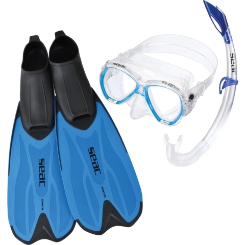 Seac Snorkelset m. Flippers - Tris Spinta MD - Blauw - Seac - 38/39 - Snorkel