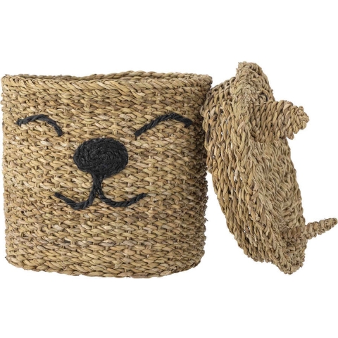Bloomingville Mand m. Deksel - 26x30 cm - Mickey- Zeewier - Natu - Bloomingville - OneSize - Mand