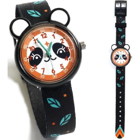 Djeco Horloge - Zwarte m. Panda - Djeco - OneSize - Horloge