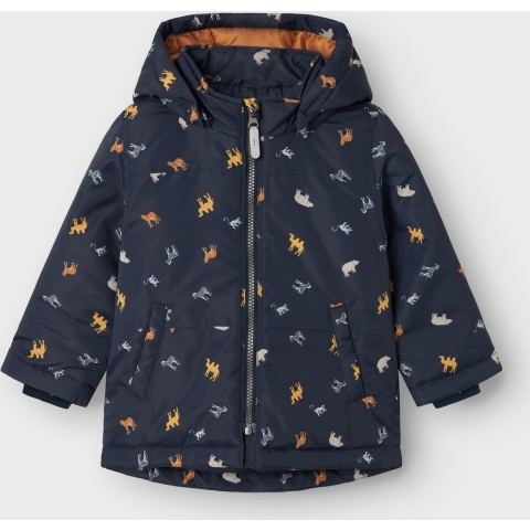 Name It Gevoerde Jas - Noos - NmmMax - Dark Sapphire/Mini Safari - Name It - 4 jaar (104) - Winterjas