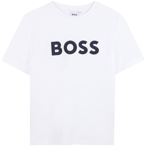 BOSS T-Shirt - Wit m. Navy - BOSS - 14 jaar (164) - T-Shirt