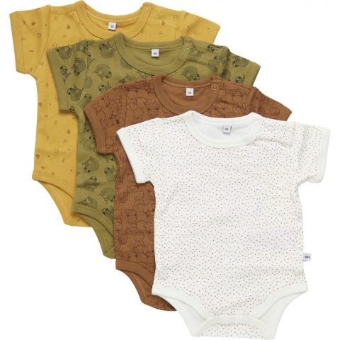 Pippi Baby Rompers k/æ - 4-pack - Klatergoud - Pippi Baby - 50 - Romper S/S