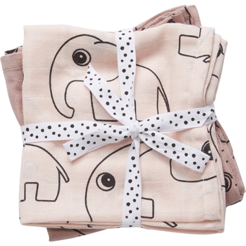 Done by Deer - Contour Wikkeldoek 2-pack - 120x120 - Licht roze - Done by Deer - OneSize - Wikkeldoek