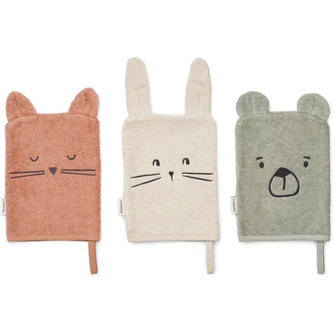 Liewood Washanden - Sylvester - 3-pack - Dove Blue Mix - Liewood - OneSize - Washandje