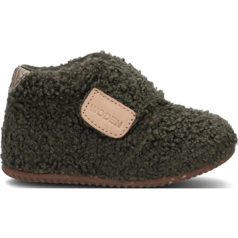 Woden Pantoffels - Kim - Teddy - Dark Olive - Woden - 23 - Babyschoen