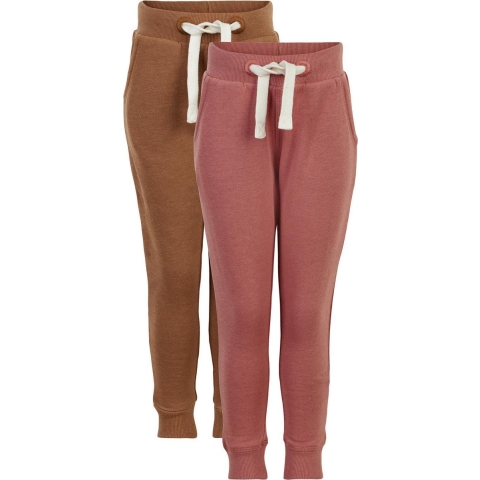 Minymo Joggingbroek - 2-pack - Kloof Rose/Bruin - Minymo - 7 jaar (122) - Broeken - Katoen