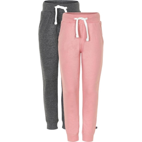 Minymo Joggingbroek - 2-pack - Roze/Grijs - Minymo - 4 jaar (104) - Broeken - Katoen