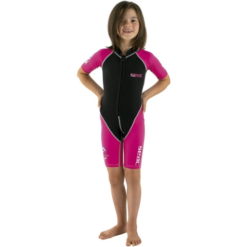 Seac Zwemboxpak - Dolphin Shorty Meisje 1,5 mm - Zwart/Roze - Seac - 11 jaar (146) - Badmode
