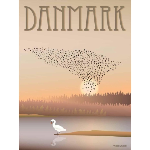 Vissevasse Poster - 30x40 - Denemarken - Zwart opl - Vissevasse - OneSize - Poster