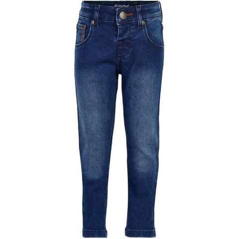 Minymo Broek - Uitrekken Slim Fit - Donkerblauw Denim - Minymo - 10 jaar (140) - Jeans
