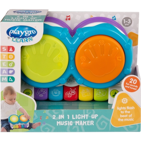 Playgro Activiteitenspeelgoed - 2 in 1 Light Up Music Maker - Playgro - OneSize - Activiteitenspeelgoed