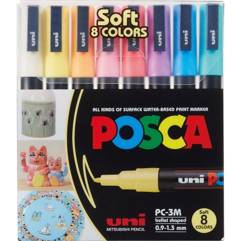 Posca Markers - PC-3M - 8 st. - Gedempt Kleuren - Posca - OneSize - Marker