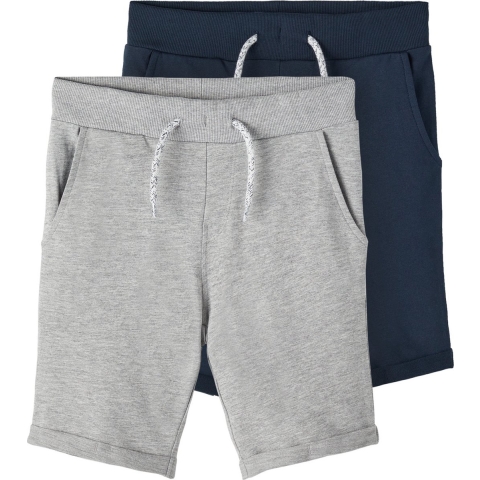 Name It Sweatshorts - Noos - NkmVermo - 2-pack - Grey Melange - Name It - 14 jaar (164) - Shorts