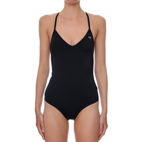 Puma Zwempak - Crossback V-Neck Gewatteerd - Zwart - Puma - M - Medium - Badmode