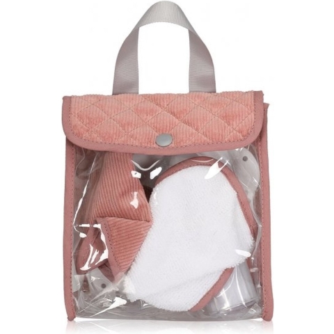 MaMaMeMo Poppen Eet Set ik Tas - Corduroy - 8 Onderdelen - Roze - MaMaMeMo - OneSize - Poppentoebehoren