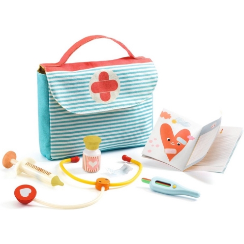 Djeco Poppentoebehoren - Bezoek aan de dokter - Djeco - OneSize - Poppentoebehoren