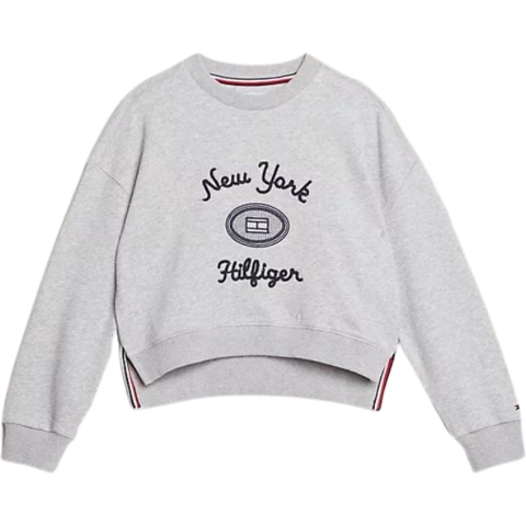 Tommy Hilfiger Blouse - NIEUW geborduurd - Light Grey Heather - Tommy Hilfiger - 12 jaar (152) - Sweatshirt