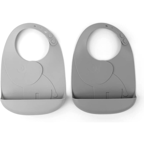 Done by Deer Slab met voedselopvanger - 2-pack - Silicone - Elph - Done by Deer - OneSize - Slabbetjes
