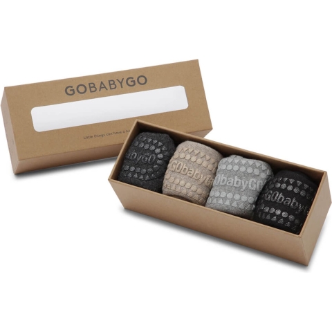 GoBabyGo Sokken - Anti-Slip - 4-pack - Grey/Waar/Black - GoBabyGo - 20/22 - Sokken