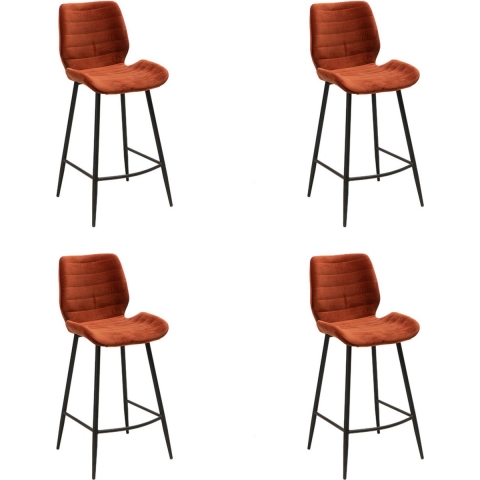 Bronx71 Velvet barkruk Toby koper 71 cm - Barkrukken set van 4