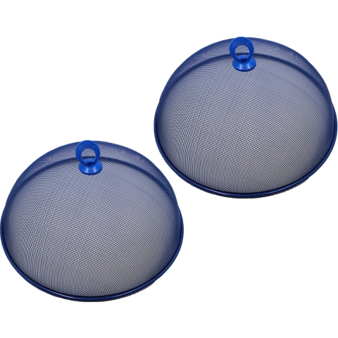 Vliegenkap/voedselkap - 4x - blauw - metaal- D35 x H16 cm -