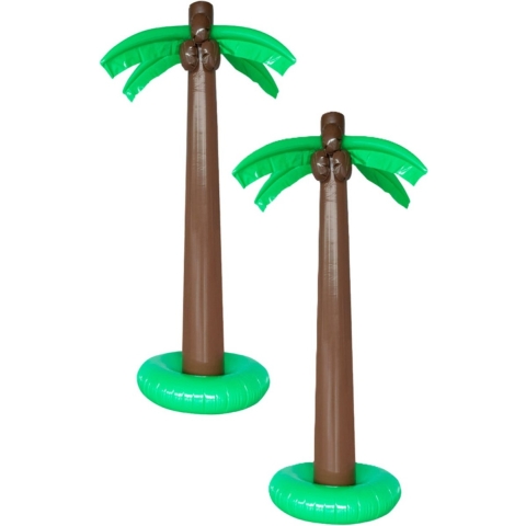 Opblaasbare palmboom XXL - 2x - 180 cm - groot formaat - fun decoratie opblaasartikelen -