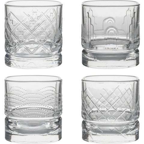 Whisky tumbler glazen - 4x - Dandy serie - transparant - 300 ml -