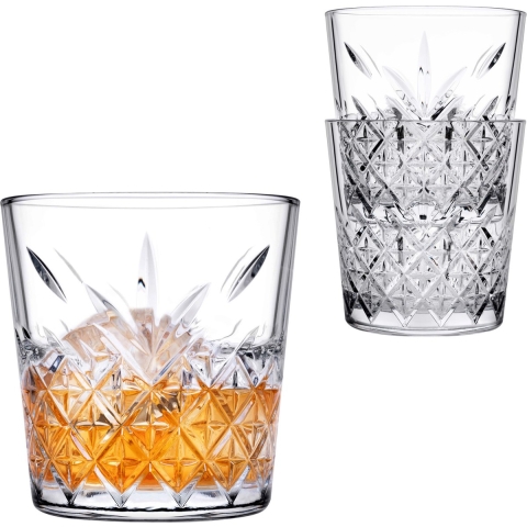 Whisky tumbler glazen - 6x - Timeless serie - transparant - 340 ml -