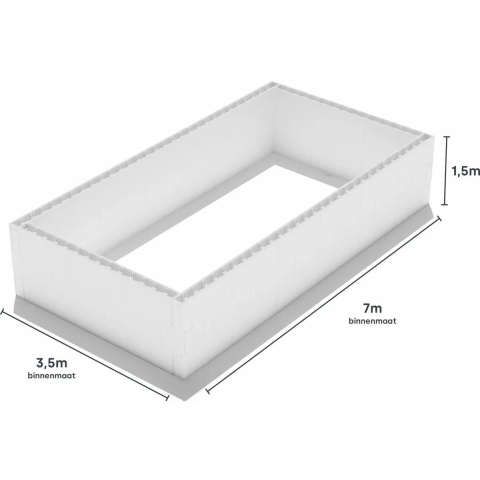 W'eau Zelfbouwpakket zwembad blokken  - 7,00 x 3,50 x 1,50 m