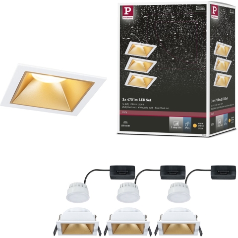 Paulmann 93130 Cole LED-inbouwlamp Set van 3 stuks LED 6 W Wit, Goud (mat)