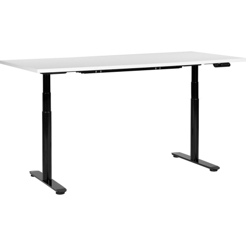 Beliani-DESTINAS-Elektrisch Verstelbaar bureau-Wit|Zwart-180 cm-MDF