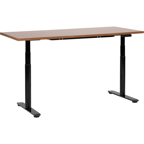 Beliani-DESTINAS-Elektrisch bureau-Donkerhout|Zwart-160 cm-MDF