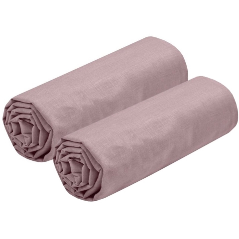 Hoeslaken Eden - 2x - 2-persoons - 180 x 200 cm - oud roze - hotelkwaliteit - katoen - 30 cm dikte -