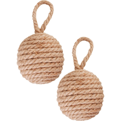 Esschert design deurstopper knoop - 2x - 1.7 kilo - bruin - jute - 14 x 14 cm -