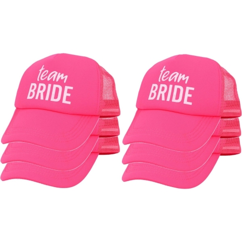 Vrijgezellenfeest baseballcap/petje - 6x - Team Bride - roze - dames - polyester -