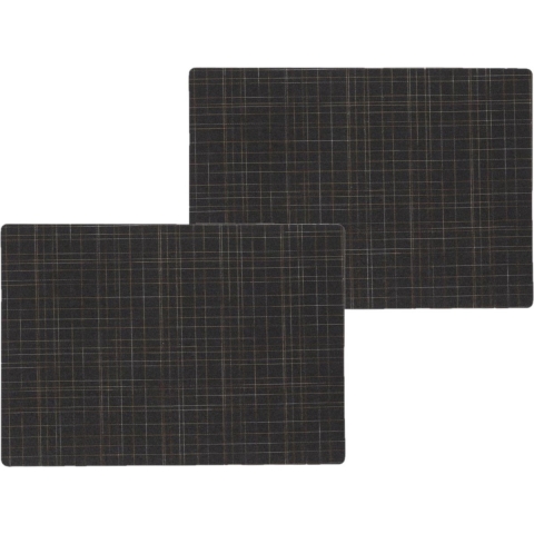 Wicotex Placemats - 6x - zwart - 30 x 43 cm - anti slip laag -