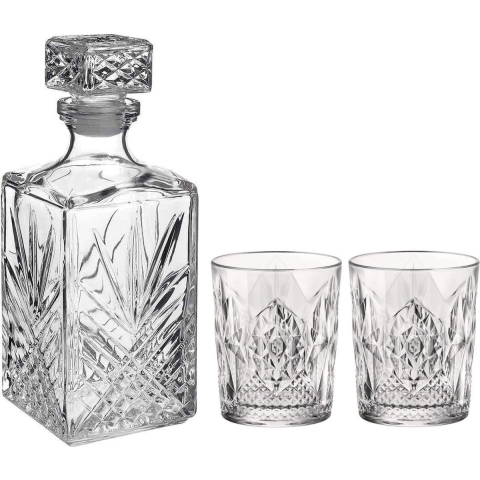 Whisky drank set karaf met 6x tumbler whiskyglazen 390 ml -