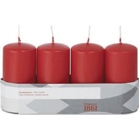 16x Rode cilinderkaars/stompkaars 5 x 10 cm 18 branduren -