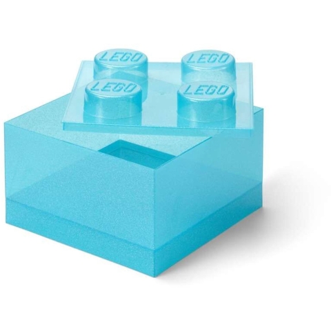 LEGO® Storage Opbergbox - 4 Knoppen - Glitter Light Blue - LEGO® Storage - OneSize - Box