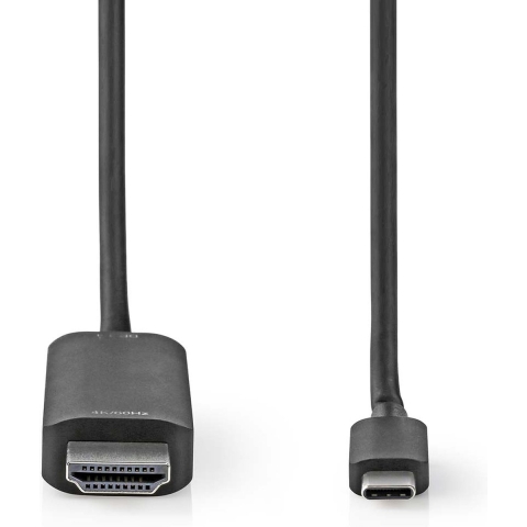 Nedis USB-C™ Adapter | USB 3.2 Gen 1 | USB-C™ Male | HDMI™ Connector | 4K@60Hz | 1.00 m | Rond | Vernikkeld | PVC | Zwart | Label - CCGL64655BK10