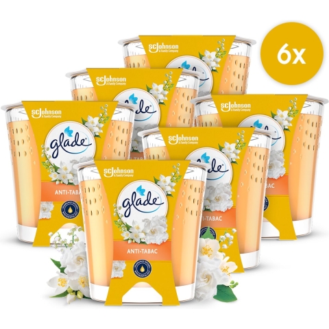 6x Glade Geurkaars Anti Tabac 100% Raapzaadwax 112 gr