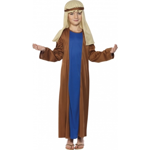 Jozef verkleed kostuum - voor kinderen - 2 delig - kerstverhaal figuren verkleedkleding 130-143 (7-9 jaar) -