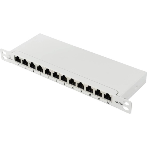 Renkforce RF-4996628 12 poorten Patchpaneel 254 mm (10) CAT 6A 0.5 HE Grijs Ingericht