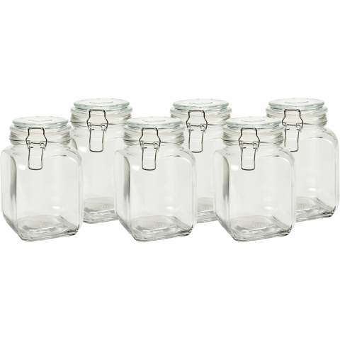 Weckpot/inmaakpot - 6x - Caja - 1.2L - glas - met beugelsluiting - D11 x H17 cm -