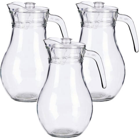 3x stuks glazen sapkan karaf met deksel van 1,8 liter -