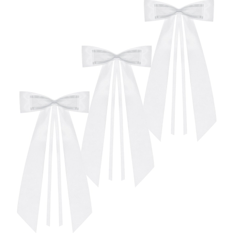 Trouwauto antenne lint strik - Bruiloft - wit - 12x stuks - 14 cm - just married -