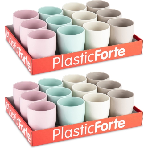 24x Gekleurde drinkbekers/mokken - kunststof - 300 ml - onbreekbaar -