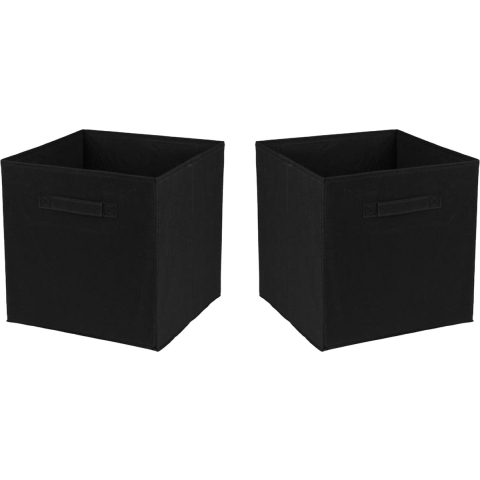 Opbergmand/kastmand Square Box - 6x - karton/kunststof - 29 liter - zwart - 31 x 31 x 31 cm -